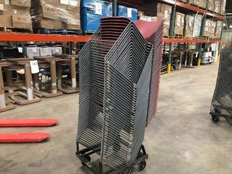 40 Stacking Chairs & Rolling Cart