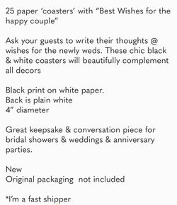 25 Bests Wishes  Paper  ‘coasters’ For Weddings/ Bridal Showers/ Parties Thumbnail