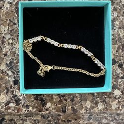 Gold plated, sterling, silver white sapphire bracelet, new
