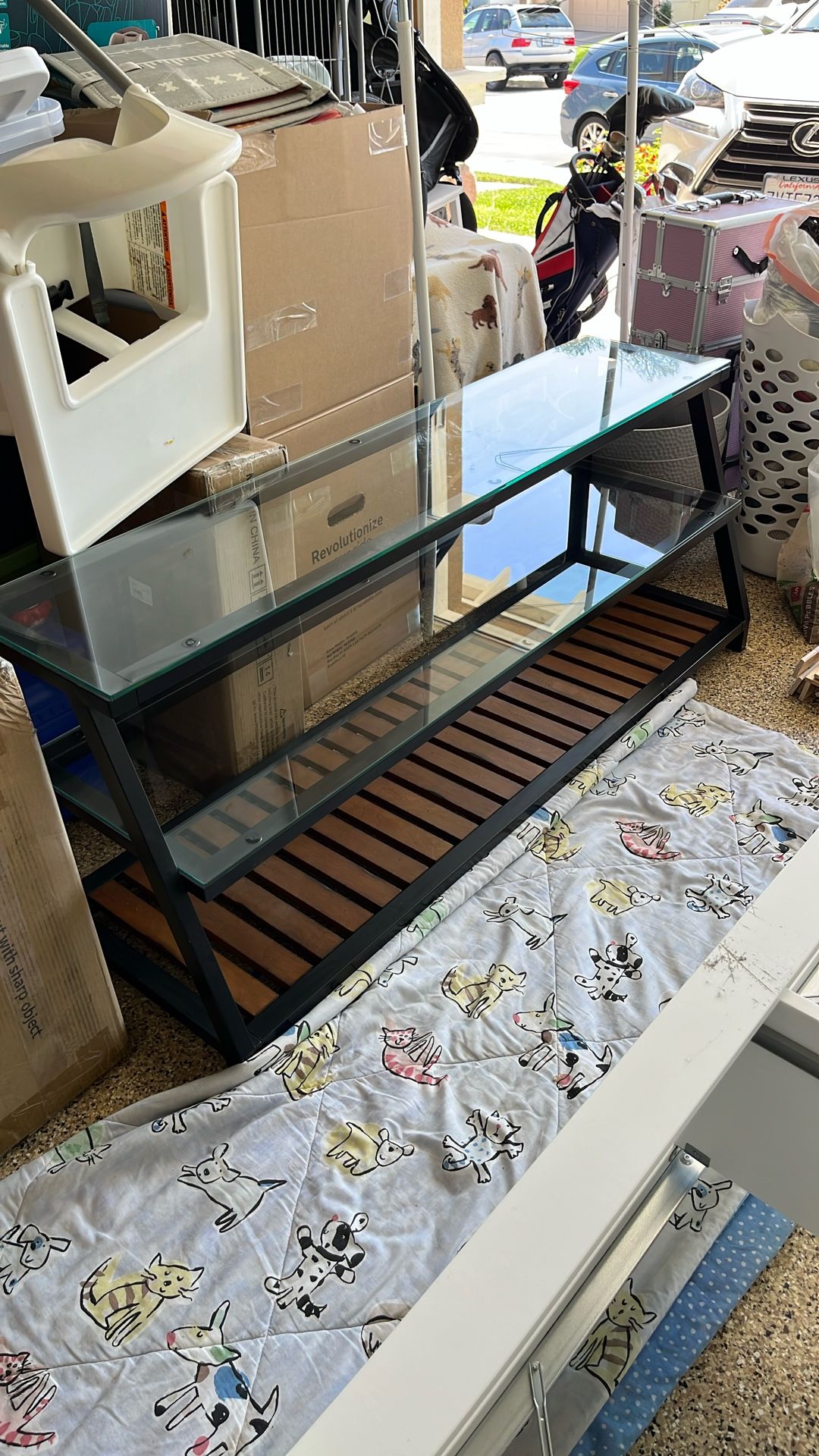 Table/Stand With Glass Shelves