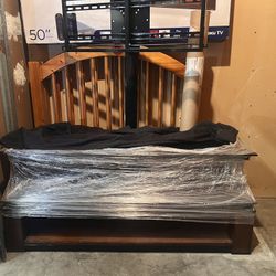 TV Stand Wood And Tempered Glass