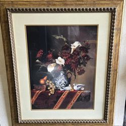 Home Interiors Art Gold Gilt Framed Colorful Flower Arrangement In Vase Artwork