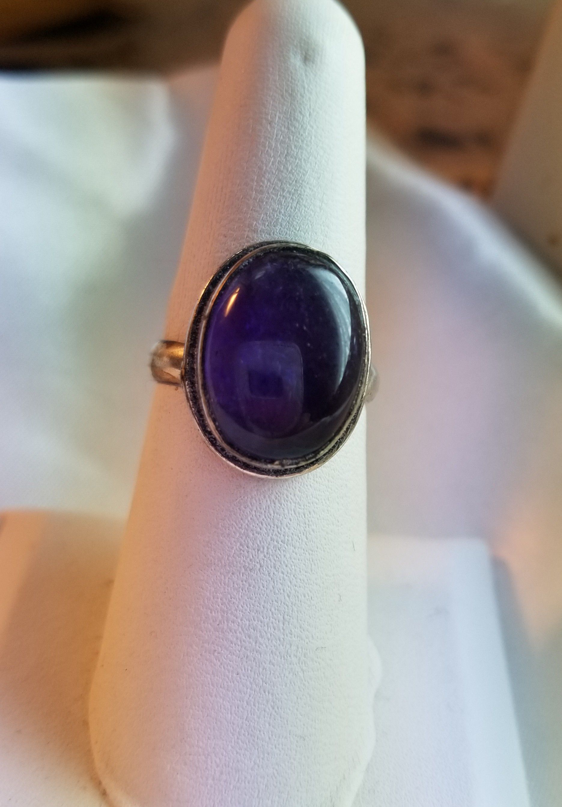 Amethyst and silver ring, size 7