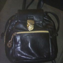 Perlina Black Leather Mini Backpack