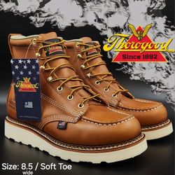New THOROGOOD American Heritage 6” Moc Toe Soft Toe Wedge Work Boots Botas Size: 8.5 wide 