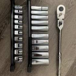Milwaukee 3/8 20 Sockets/Husky 3/8 Locking Flex Head Ratchet
