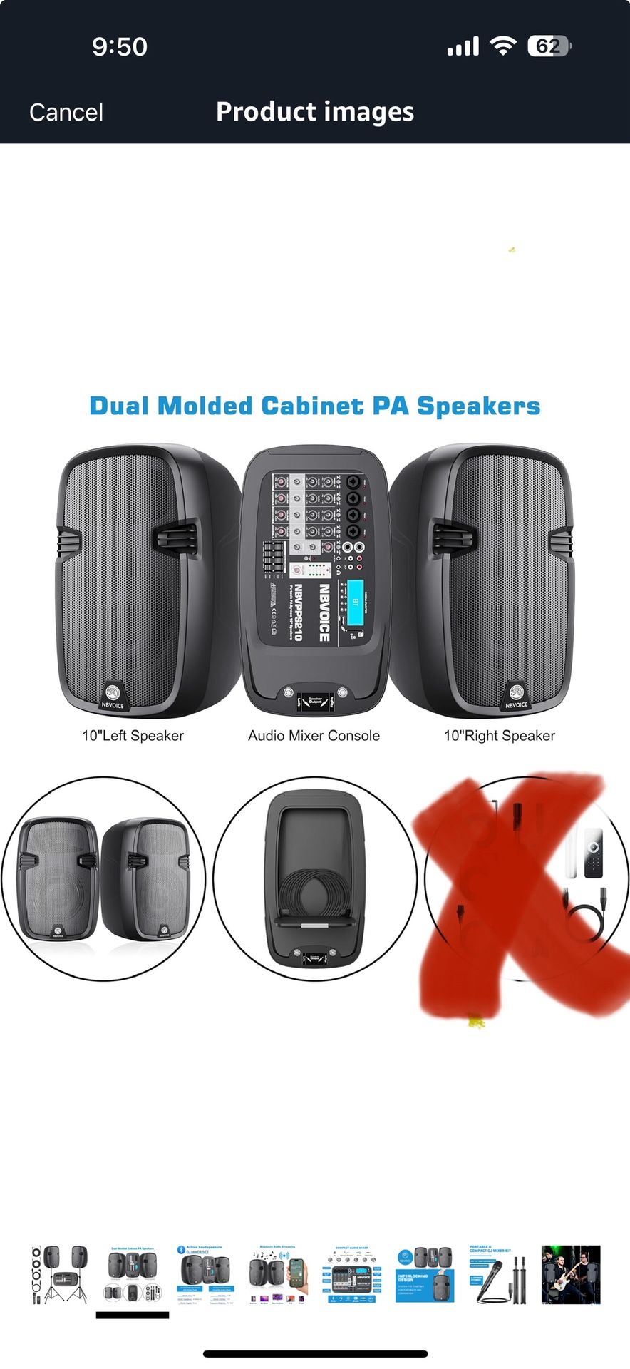 10" 600W Professional PA System Mixer DJ Bundle,Portabel Speakers 2-Way Bluetooth Sound System USB $250