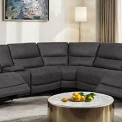 Brand New Grey Super Plush Power Reclining Sectional Sofa 