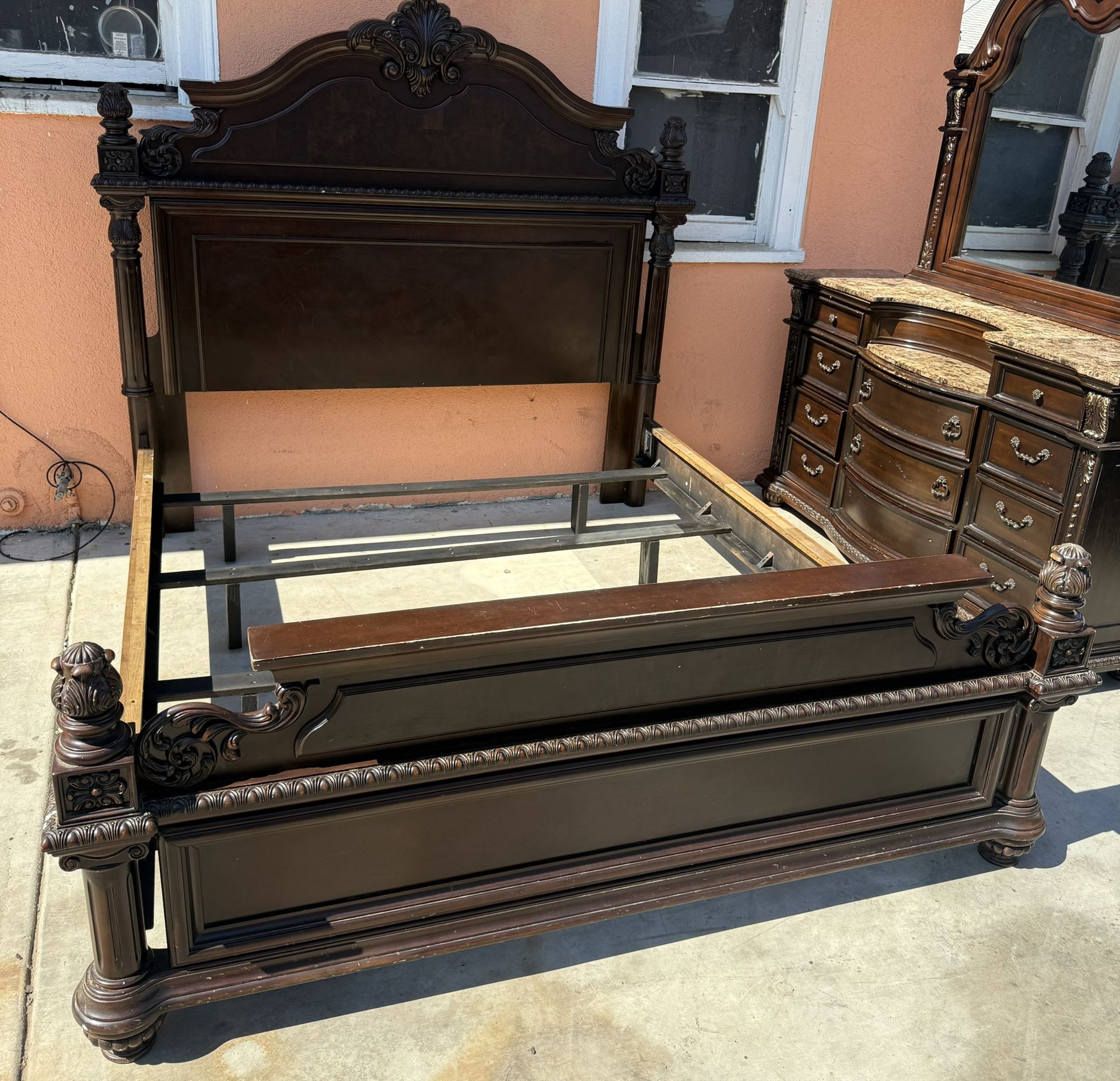 Queen bed frame With Dresser