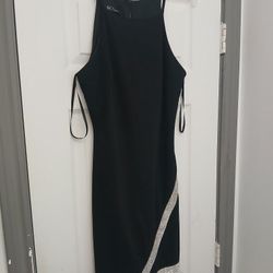 Black Short Dress SILVER Sequin SIZE Medium 
