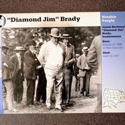 1997 Grolier James Buchanan Diamond Jim Brady Businessman History Vintage Collectible Large Card