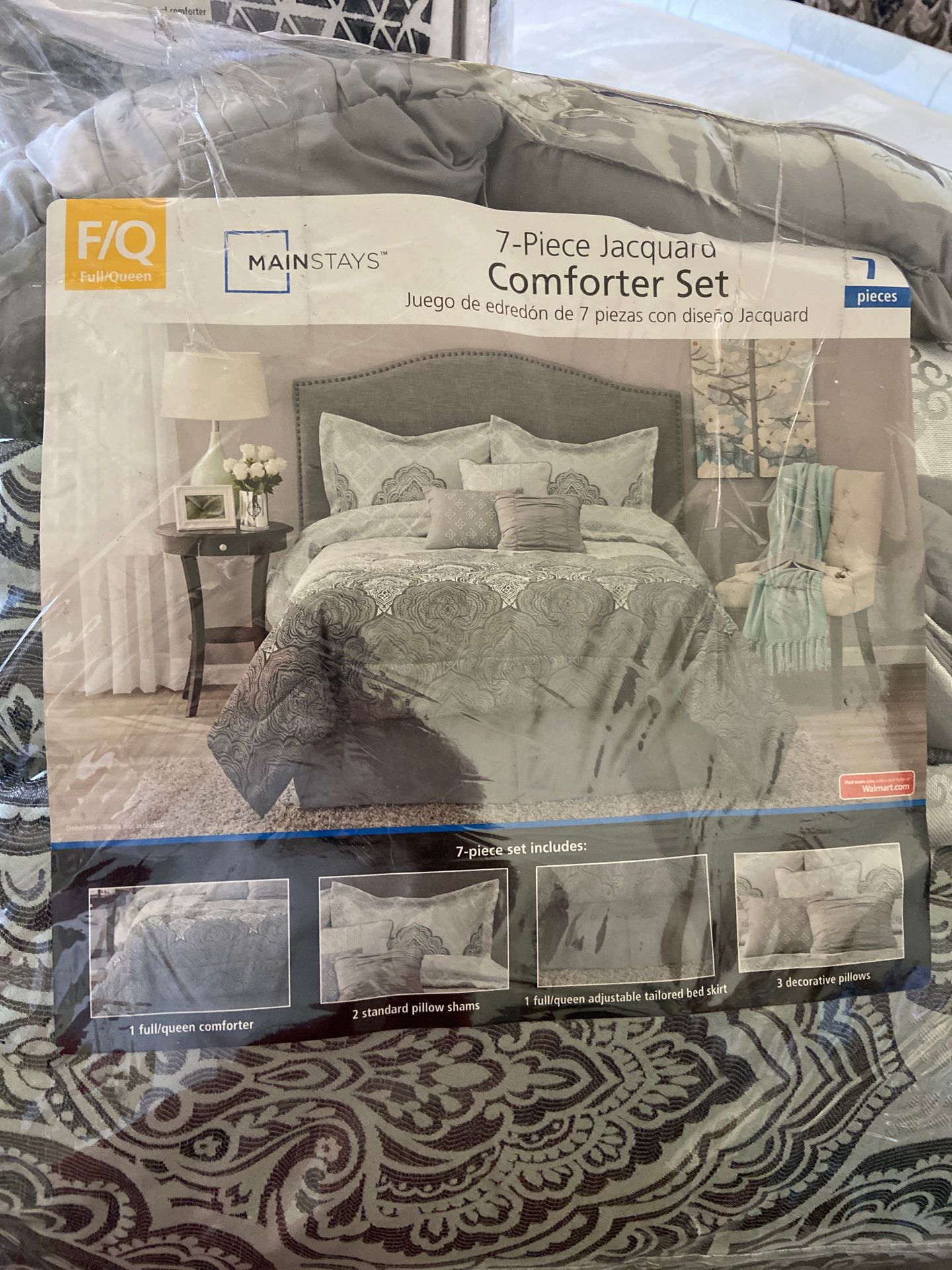Mainstays 7 pieces jacquard comforter set