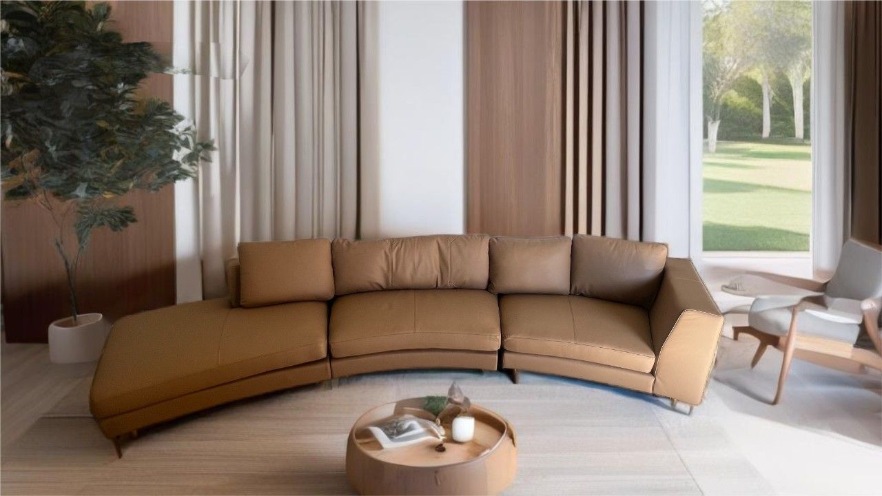 Free Delivery Moran Arcadia Extended Leather Chaise Sofa Retail $5700