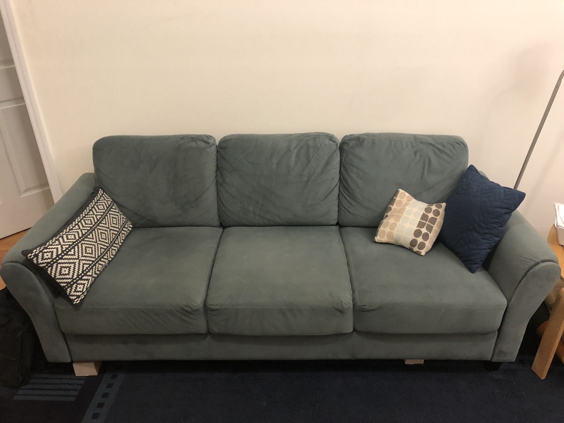 AVAILABLE - Light Blue Microfiber Couch