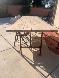 Heavy oak table and bench