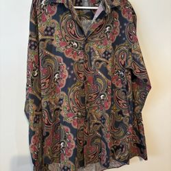 Stacy Adams Men’s Paisley Print Long Sleeve Dress Shirt XLT