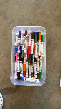 Markers and bin