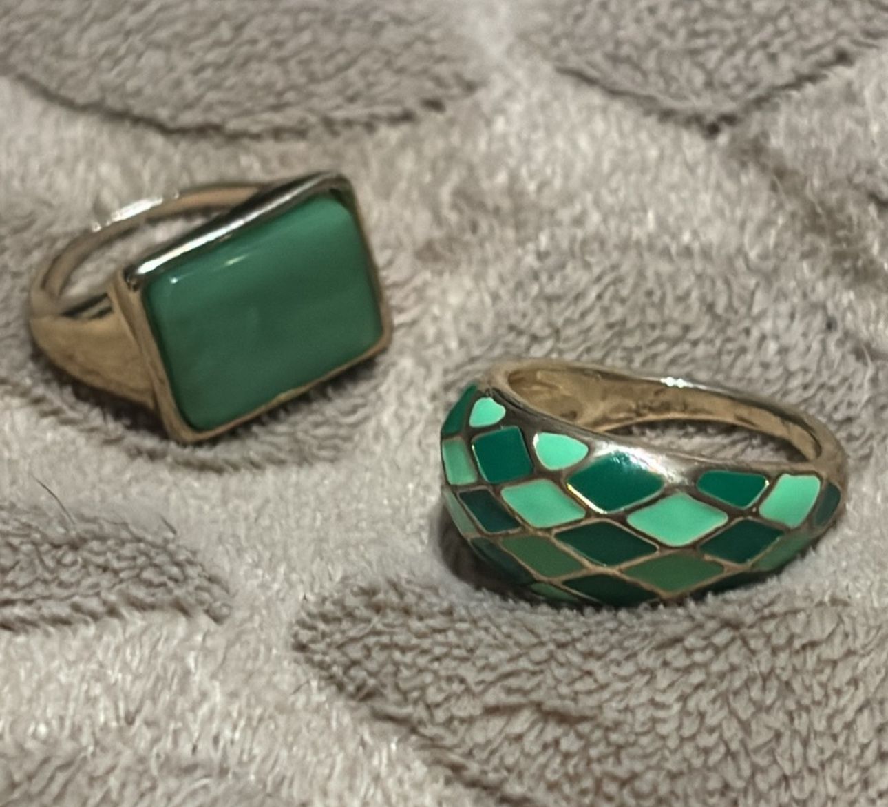 Gold and Green Ring Duo