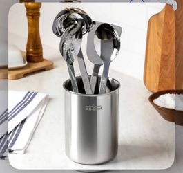 All-Clad Precision Stainless-Steel Utensils with Utensil Holder, Set of 6
