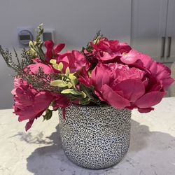 Artificial Flowers Peonies With Vase Home Decor