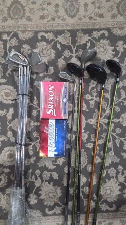 Golf clubs and balls