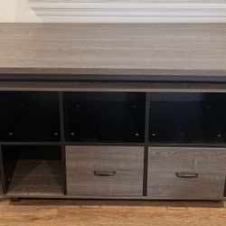 Office Desk Nook with Rolling Shelving 