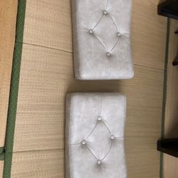 Pair of Light Gray Faux Leather Floor Chairs