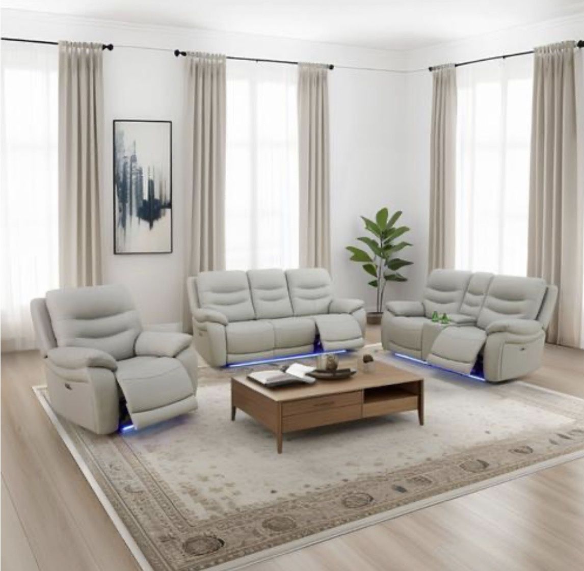 Light Gray Power Sofa Set