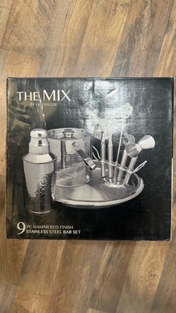 Godinger The Mix 9-Piece Hammered Stainless Steel Bar Set