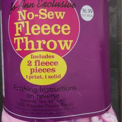 Jo Anne No Sew Fleece Throw 48"x60"