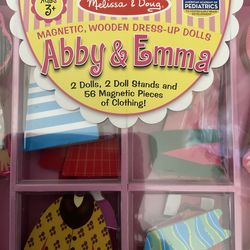 Abby & Emma Magnetic Wooden Dress Up Dolls-New