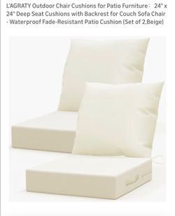 New set of 2 patio chairs cushions 24x24