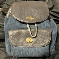 Coach Mini Billie Turnlock Denim Backpack F24598