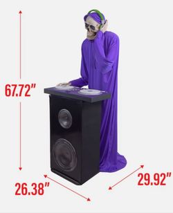 DJ Skeleton Animatronic Halloween Prop 5.5-foot Bluetooth Moving