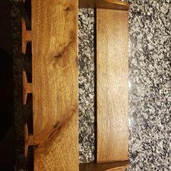 All wood hanging wine rack w/ built-in wine glass holders(4)