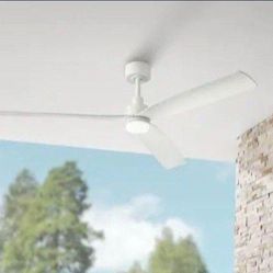 Hampton Bay Marlston 60 in. Indoor/Outdoor Matte White with White Blades Ceiling Fan with Adjustable White LED with Remote Included