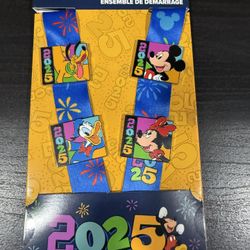 2025 Disney Parks HAPPY NEW YEAR! Starter Lanyard  Set of 4 pins