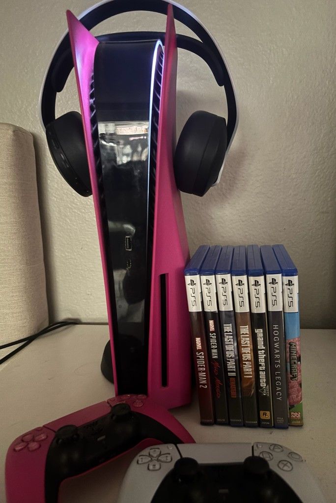 Ps5 With 2 Controllers+Games+ Headset