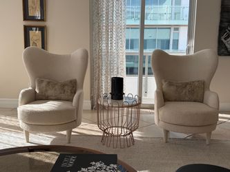 Pair of Il Loft Italian White Bouclé Chairs