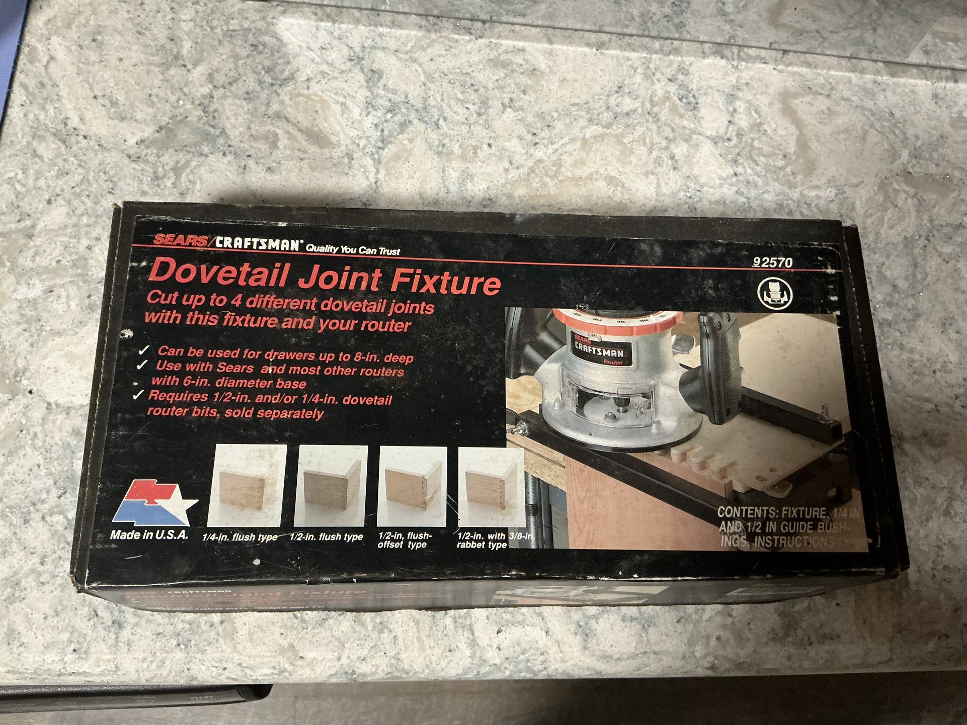 Vintage New Dovetail Joint Fixture 8 In Sears Craftsman 92570 w Guide Bushings Box.