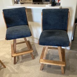 Oak, Padded Swiveling Bar Stools - Great Condition