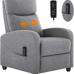 Recliner Chair, Living Room Chairs Massage Recliner Chairs Single Fabric Recliner Sofa Adjustable Theater Chairs Padded Seat Backrest Winback Modern R