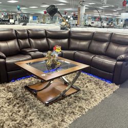 Brown Manual Recliner L-Shaped Sectional Couch For Sale ( We Deliver) 45% Off