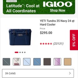 NEVER USED IN BOX  YETI COOLER