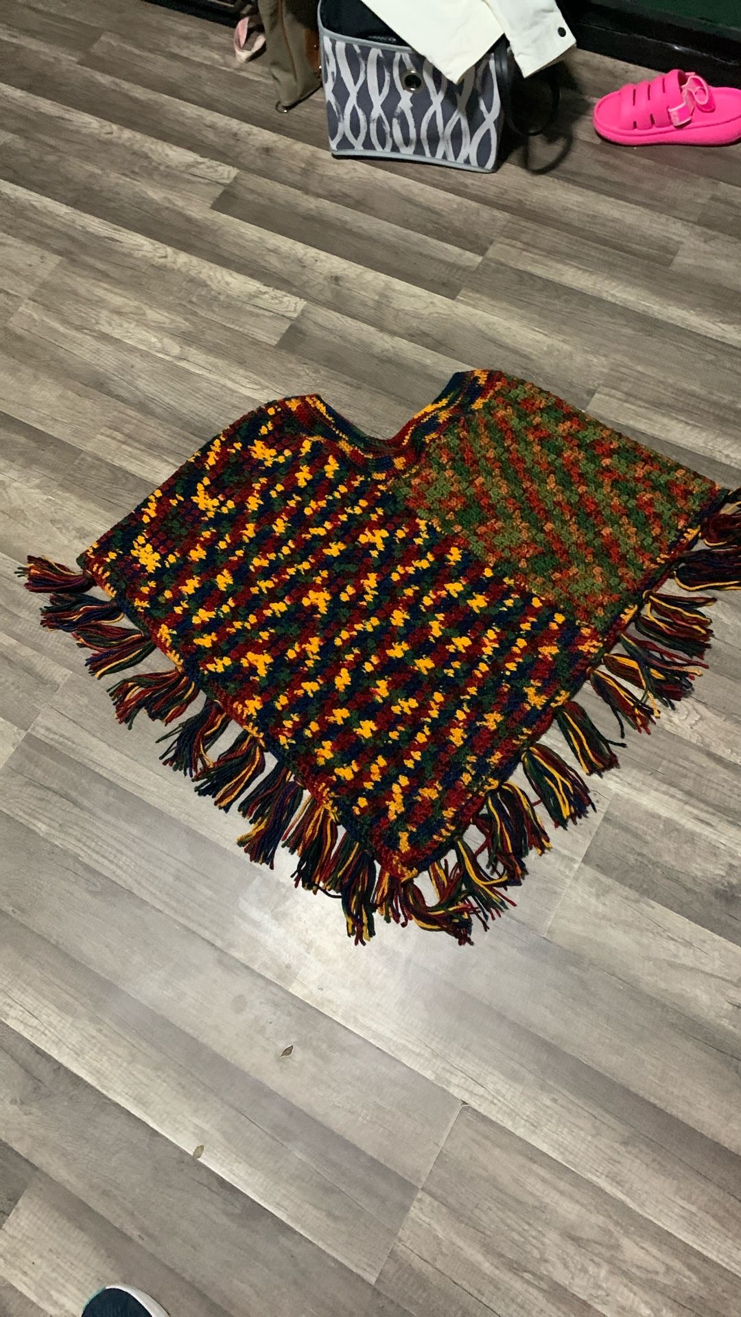 Crochet Fringed Mexican Poncho