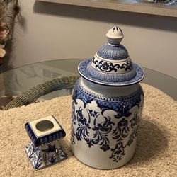 Ceramic  Container And Candle Holder