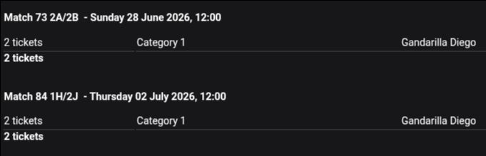 World cup tickets