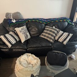 Black Leather Couch & Love Seat