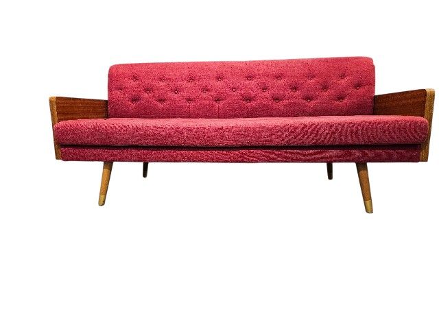 Mid-Century Modern Aidan Tufted Sofa - Red/Blush