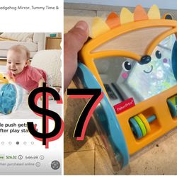 $7 Fishet Price Crawl Hedgehog Mirror,Tummy Time & Crawling Toy